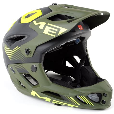 Met Parachute Mtb Full Face Helmet Matte Blackgreensafety Yellow