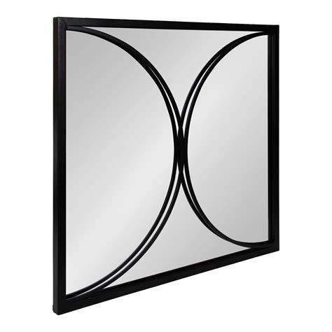 Kate And Laurel Olea Modern Square Metal Framed Wall Mirror 28 X 28 Black Decorative