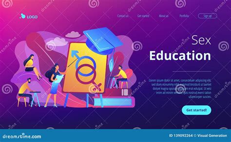 Sexual Education Concept Landing Page Stock Vector Illustration Of