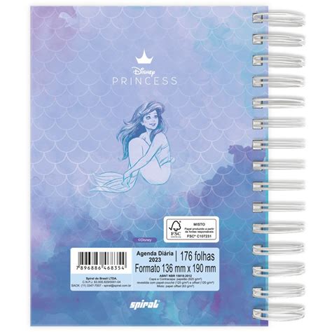 Agenda Diária Princesas 2023 176 Folhas 2368354 Spiral Pn Pt 1 Un Suprimentos Para