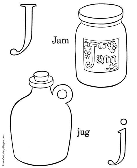 Alphabet coloring sheets - J is for Jam