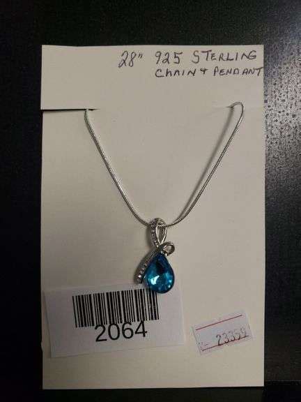 Sterling Silver Necklace W Blue Stone Pendant Trice Auctions