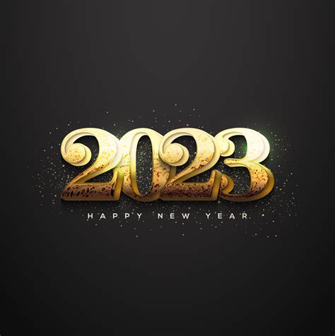 Happy New Year 2023 Square In Gold On Black Background 8589069 Vector