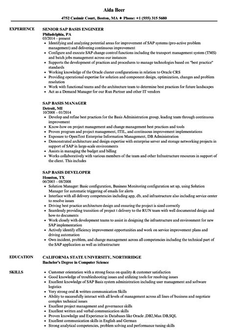 Sap Basis Administrator Resume Sample Sap Basis Resume Samples Velvet