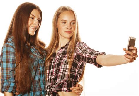 Leuke Tieners Die Selfie Maken Stock Foto Image Of Aantrekkelijk Telefoon 61299378