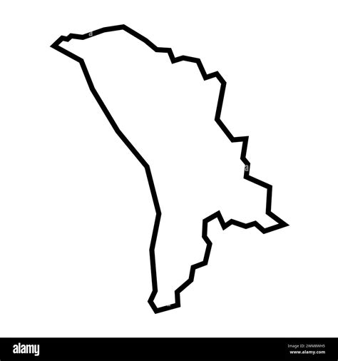 Moldova Country Thick Black Outline Silhouette Simplified Map Vector