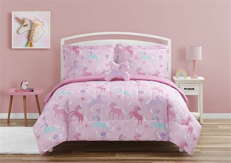 ALEX + BELLA Unicorn Planet Light Pink Microfiber 3 Piece Bedding Set ...