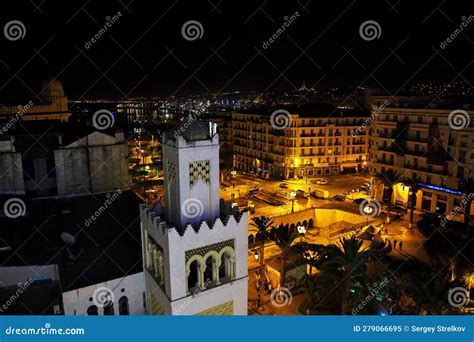 The Vintage Street in Algeria City at Night, Algeria Editorial Image ...