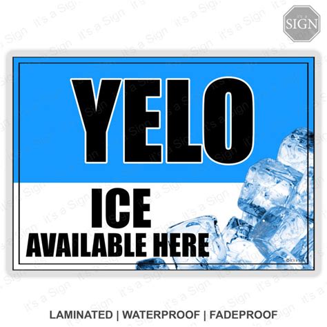 Yelo Ice Sari Sari Store Sign Laminated Signage Label A4 A3 Size