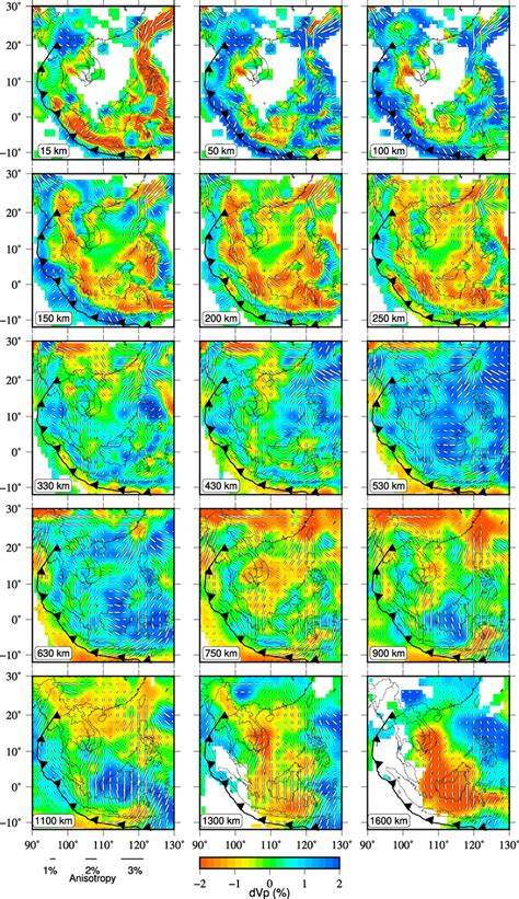 Map Views Of Vp Azimuthal Anisotropic Tomography The Layer Depth Is