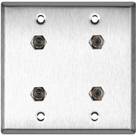 Tecnec 2 Gang Stainless Steel Wall Plate With 4 F Female