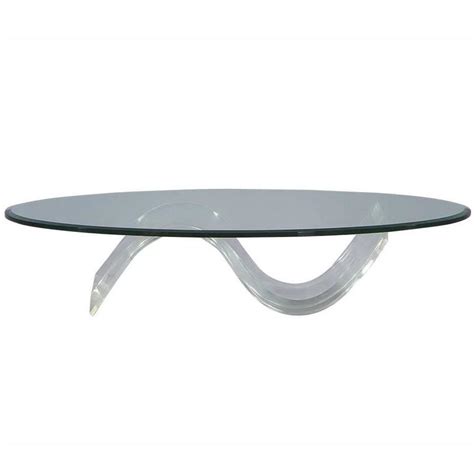 Oval Mid Century Modern Glass Lucite Cocktail Table At 1stdibs