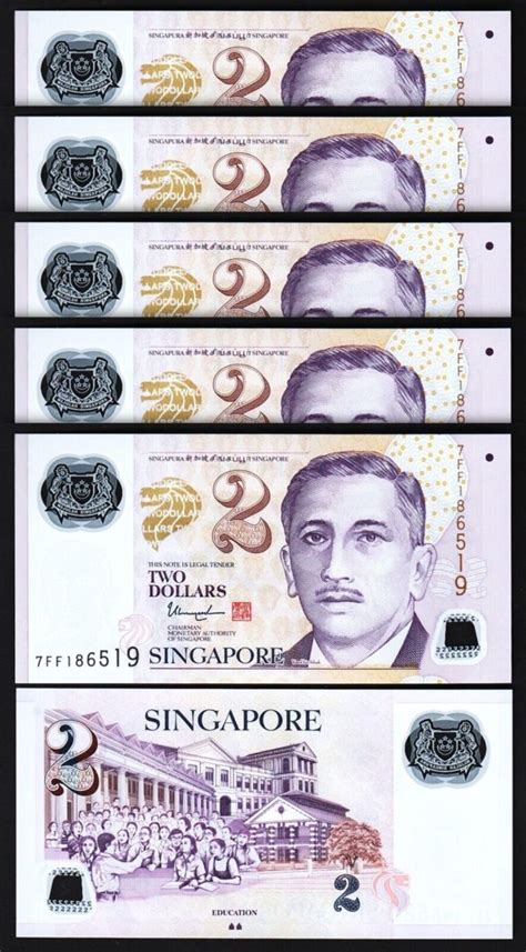 Singapore Dollars Unc Pcs Lot Consecutive Polymer P New