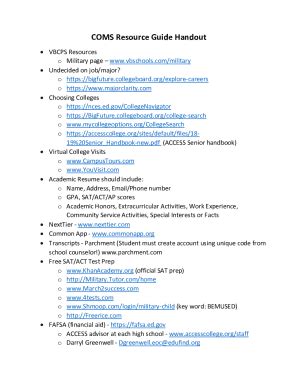 Fillable Online Coms Resource Guide Handout Fax Email Print Pdffiller