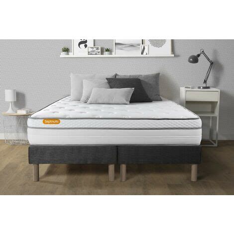 Ensemble Matelas Sommier Memo Luxe 160 X 200 Cm Couleur Gris