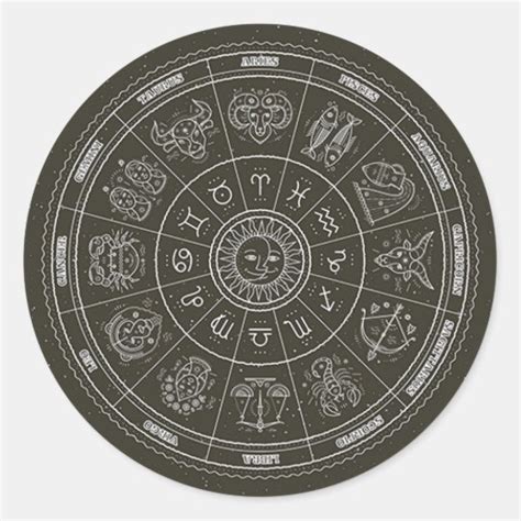 Zodiac Constellation Wheel Classic Round Sticker