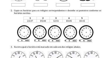 Atividade Ano Hora Minuto E Segundo Em Diferentes Rel Gios