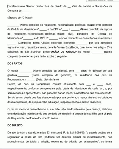 Declaracao De Testemunha A Guarda De Menor Modelo De Documentos Adm