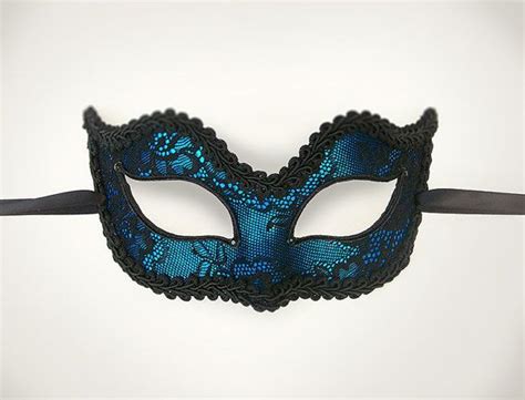 Metallic Blue And Black Lace Masquerade Mask Blue By Soffitta