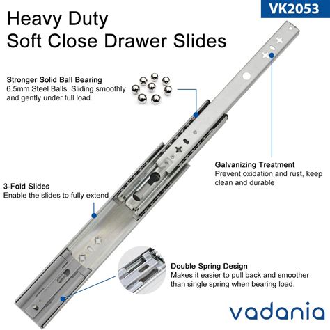 Heavy Duty Soft Close Drawer Slides K2053 1 Pair Vadania Global