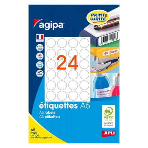 Pastilles Tiquettes Rondes Adh Sives Mm Planche Agipa