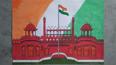 Republic Day Painting 26th January Red Fort Painting With