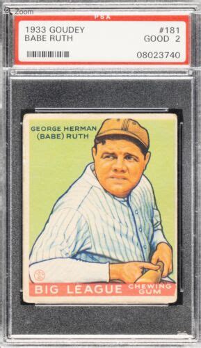 Babe Ruth 1933 Goudey 181 PSA 2 Eye Appeal EBay