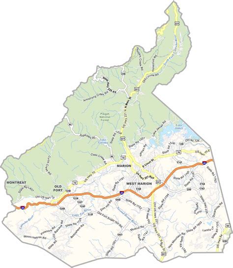 mcdowell county map north carolina  county maps