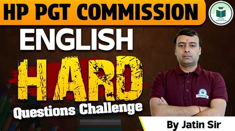 HP PGT Commission 2024 Ultimate English Hard Question Challenge For HP