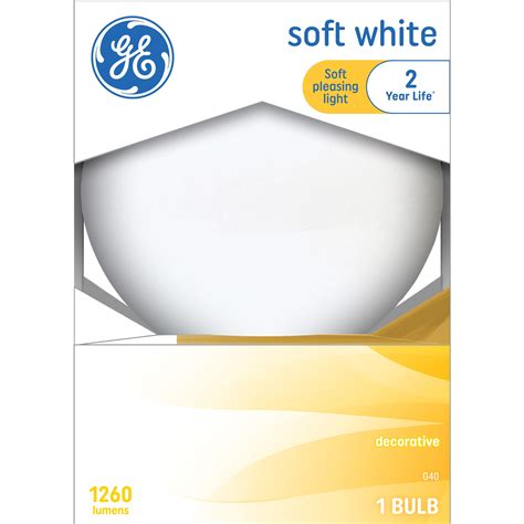 Ge Incandescent Light Bulbs 100 Watt G40 Globe Bulbs Medium Base