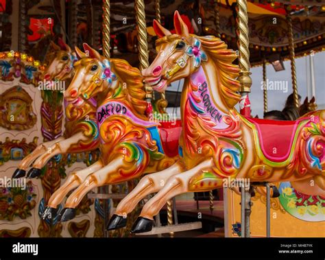 Colorful Carousel Horses Stock Photo - Alamy