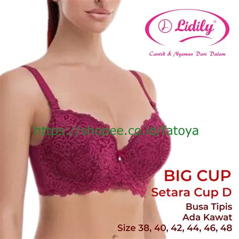 Jual LYDYLY Bra JUMBO Big Cup Besar Brukat Kawat Busa Tipis Cup D Size