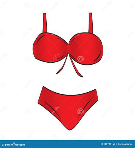 Ejemplo Rojo Del Vector Del Bikini Muchachas De La Moda Plantilla Del Verano De Las Vacaciones