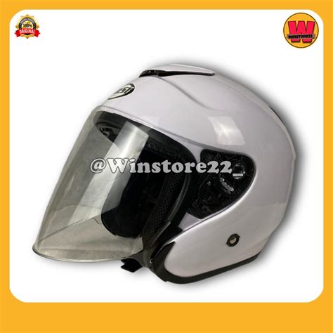 Jual Helm Sepeda Motor Half Face Priest Kyoto Solid Whitte Black Pink