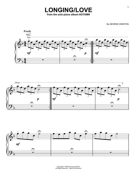 George Winston "Longing/Love" Sheet Music for Easy Piano | Download PDF - 474578