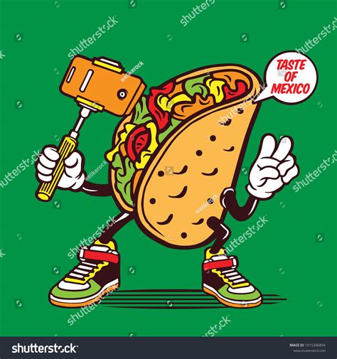 Selfie Character Design Mascot Spicy Taco Stock Vector Royalty Free