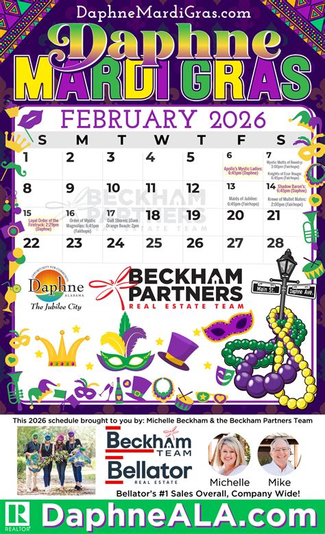 2026 Daphne Mardi Gras Printable Parade Schedule and Parade Route