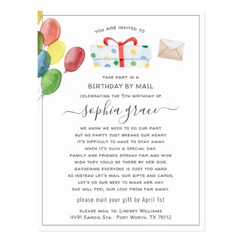 Social Distancing Birthday By Mail Invitation Postcard