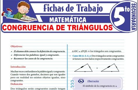 Congruencia De Triángulos Para Quinto De Secundaria Fichas De Trabajo