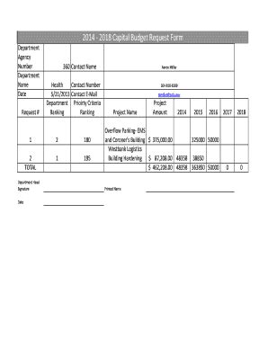 Fillable Online Nola Capital Budget Request Form City Of