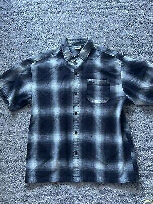 Caltop Shirt Adult Xl Black Plaid Flannel Button Up Short Sleeve