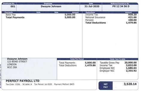 Standard Payslip With Address Slpa1