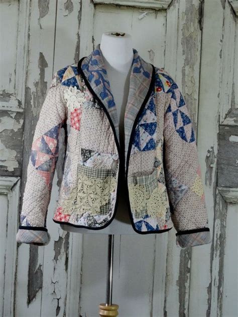 Jacket From Vintage Quilt Womens Quilted Blazer Jacket With Upcycle