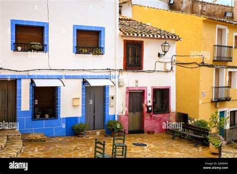 Finestrat Alicante Spain April Narrow Cobbled Street And