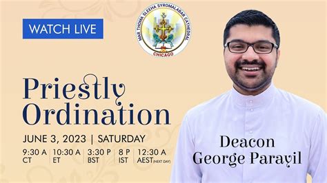 Priestly Ordination Of Deacon George Parayil St Thomas Syro Malabar