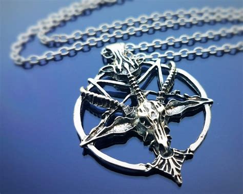 Baphomet Necklace, Antique Silver, Inverted Pentagram, Sigil of ...