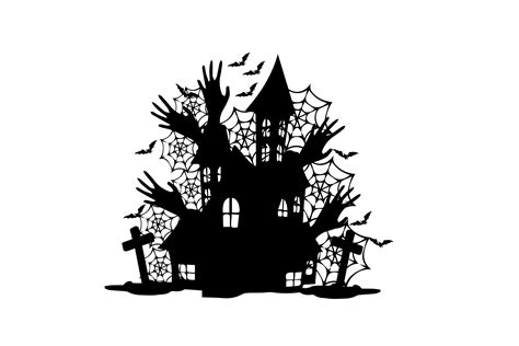 Haunted Halloween House Silhouette Svg Graphic By St Creative Fabrica