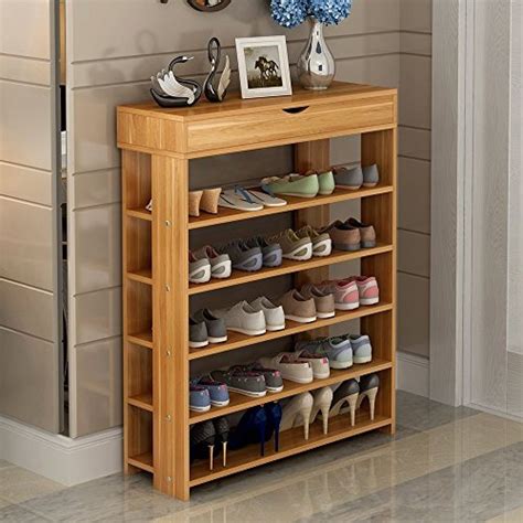 Soges Tier Shoe Rack Wooden Shoe Storage Shelf Shoe Organizer