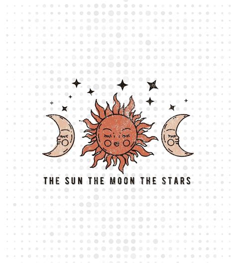 Retro Sun Sublimation Design Moon Cute Hand Drawn Celestial Star