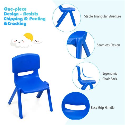 6 Pack Kids Plastic Stackable Classroom Chairs Indooroutdoor